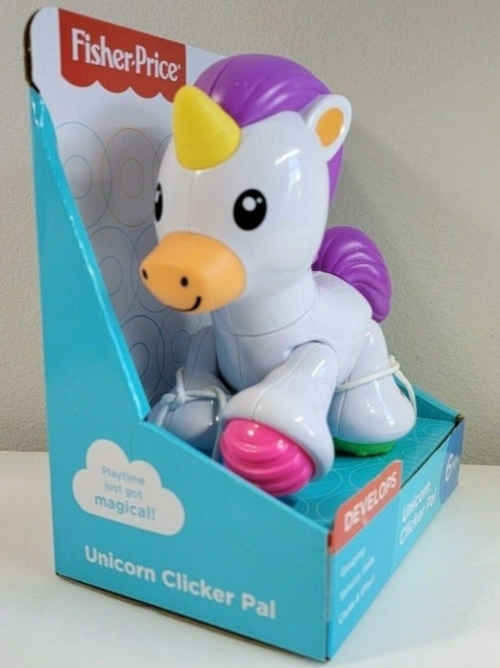 Fisher-Price Purple & White Unicorn Clicker Pal, Brand NEW!